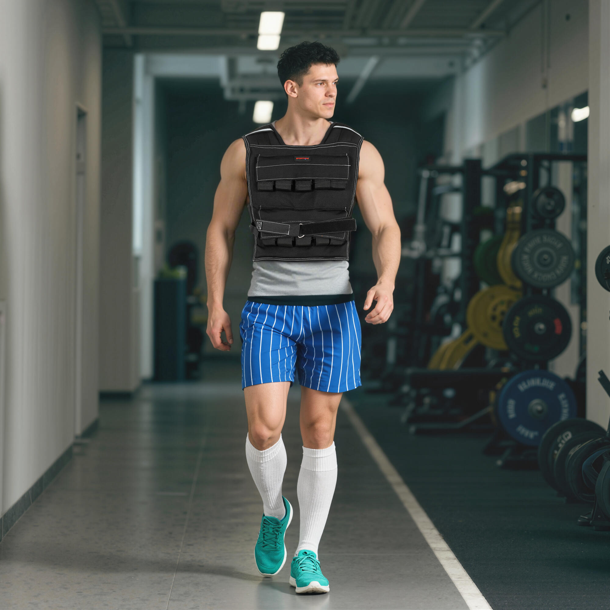 SPORTNOW Gilet Zavorrato Regolabile 20kg con 20 Pesi e Catarifrangenti Nero 2/7