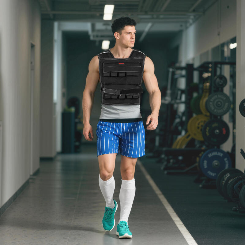 SPORTNOW Vestă cu greutăţi reglabilă 20 kg, 20 pungi detaşabile, Oxford, Negru