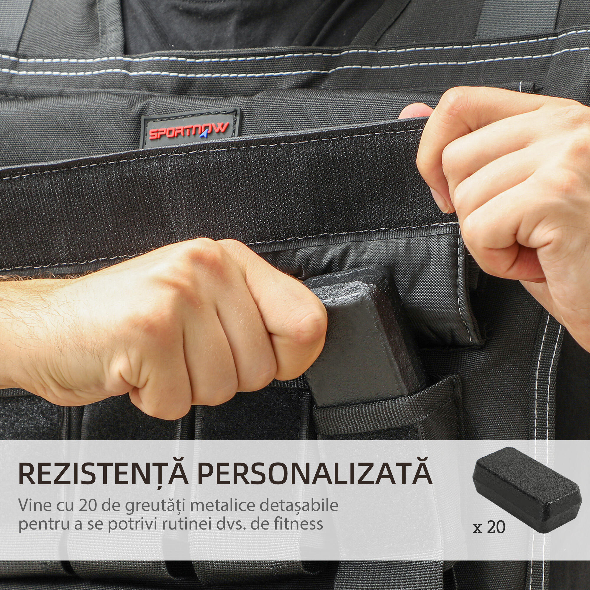 SPORTNOW Gilet Zavorrato Regolabile 20kg con 20 Pesi e Catarifrangenti Nero 4/7