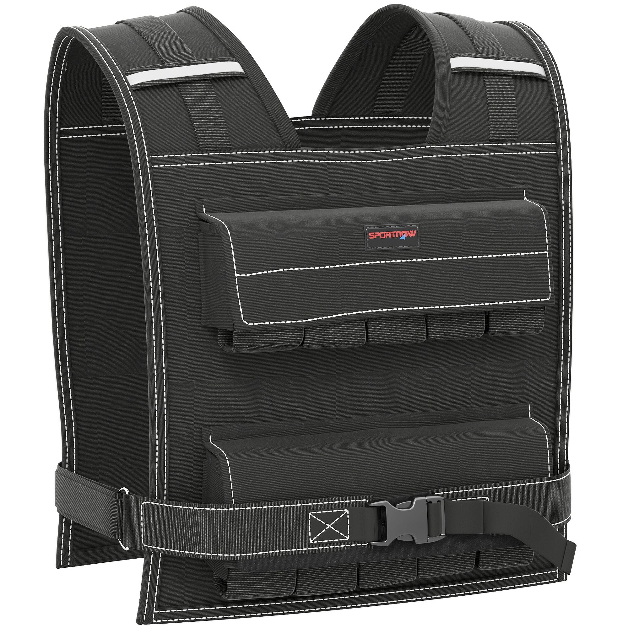 SPORTNOW Gilet Zavorrato Regolabile 20kg con 20 Pesi e Catarifrangenti Nero 1/7
