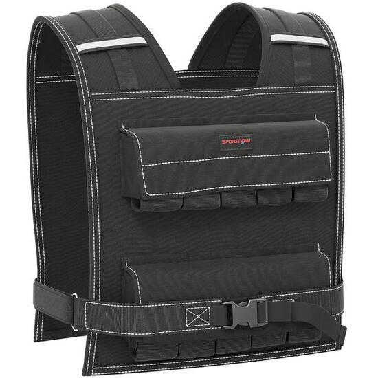 SPORTNOW Gilet Zavorrato Regolabile 20kg con 20 Pesi e Catarifrangenti Nero