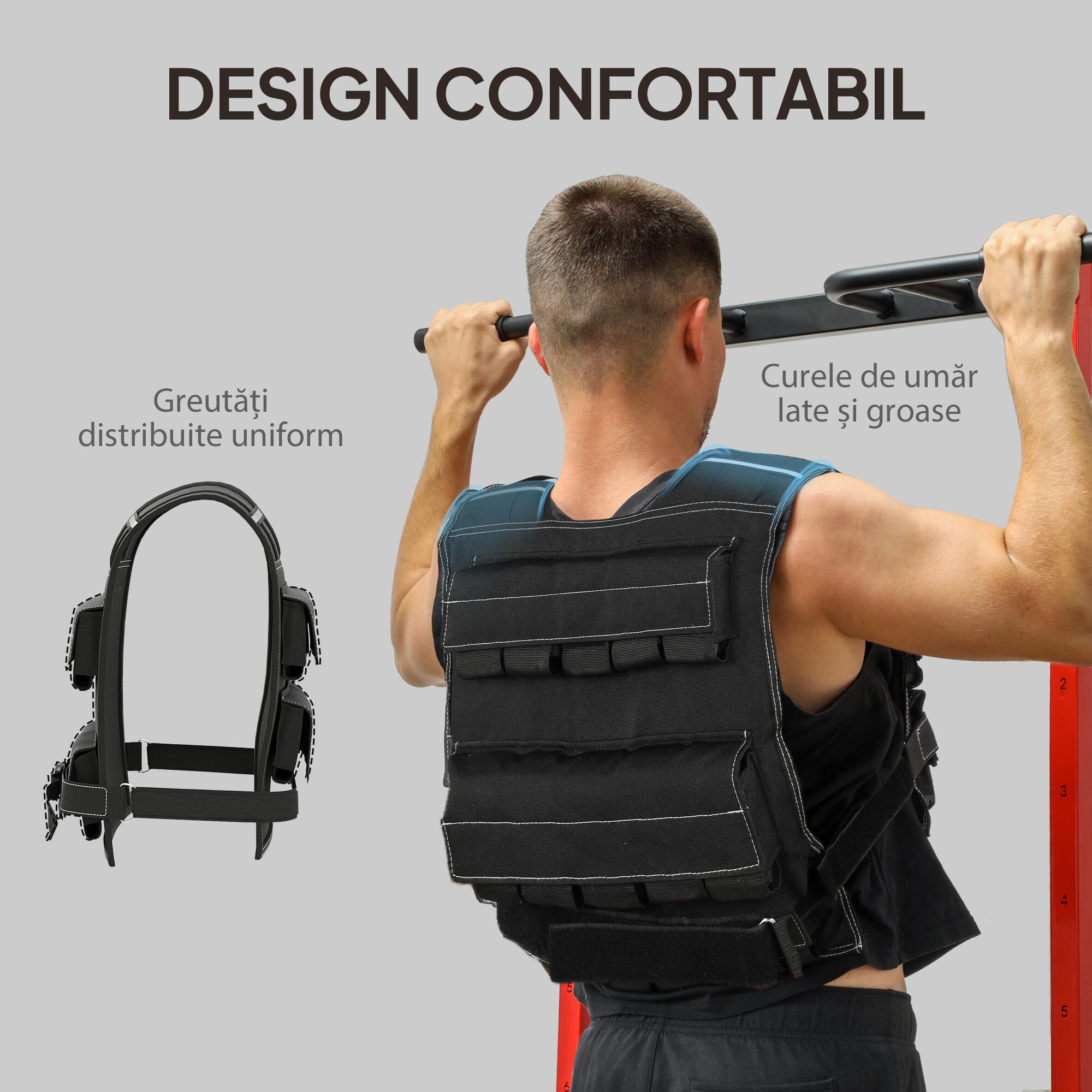 SPORTNOW Gilet Zavorrato Regolabile 20kg con 20 Pesi e Catarifrangenti Nero 6/7