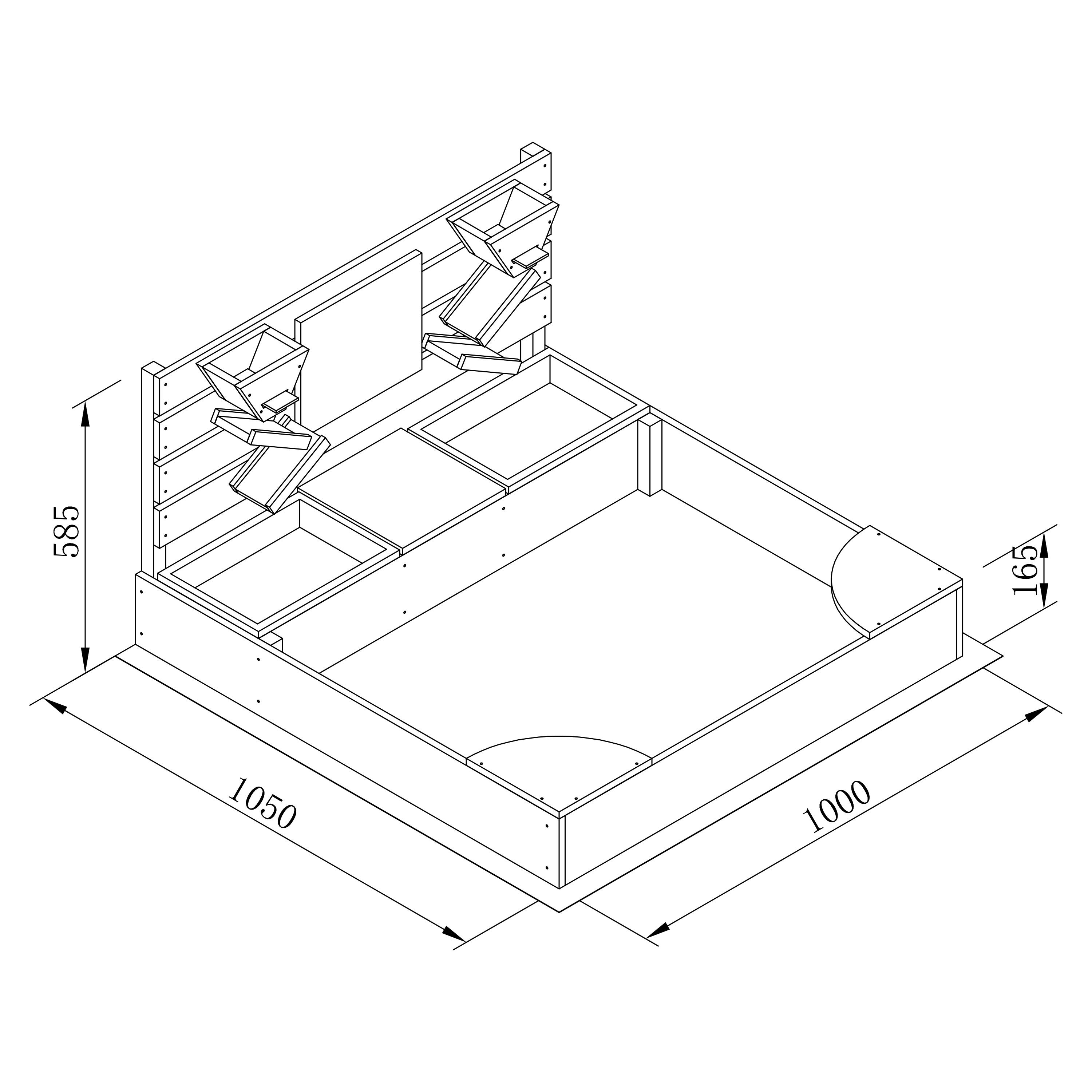 Cato Sandkasten mit Sand- und Wasserbehältern, 100 x 105 cm, Beige und Braun 3/7
