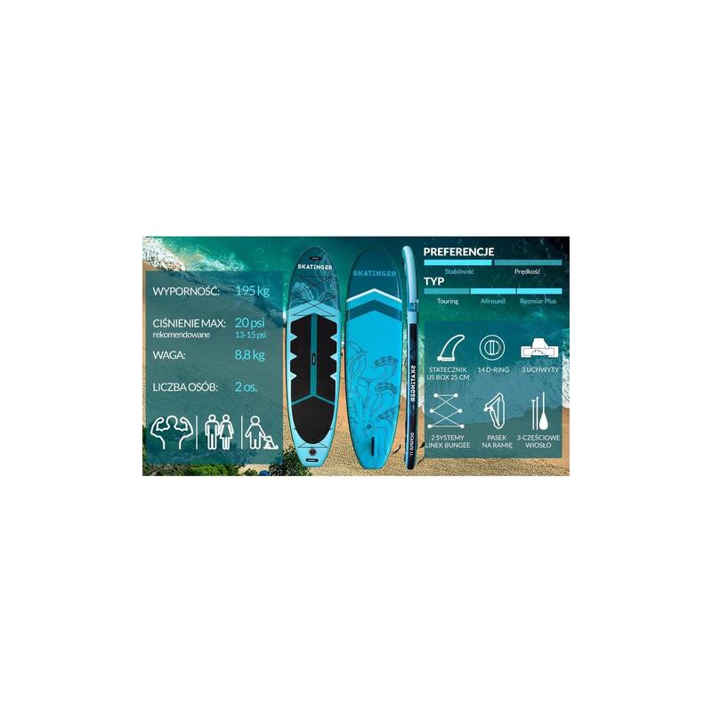 Paddleboard SKATINGER Octopus 335x86x15 cm (11') allround