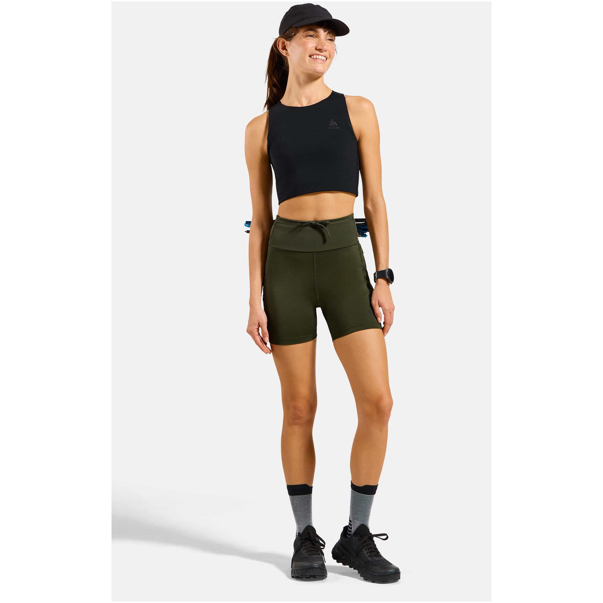 Koszulka tech. bez rękawów damska ODLO Tank crop X-ALP TRAIL CARGO czarna 3/7