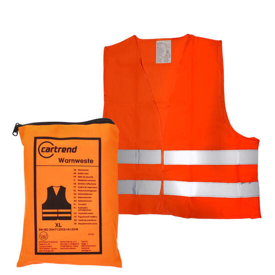 cartrend Warnweste orange in Zipptasche