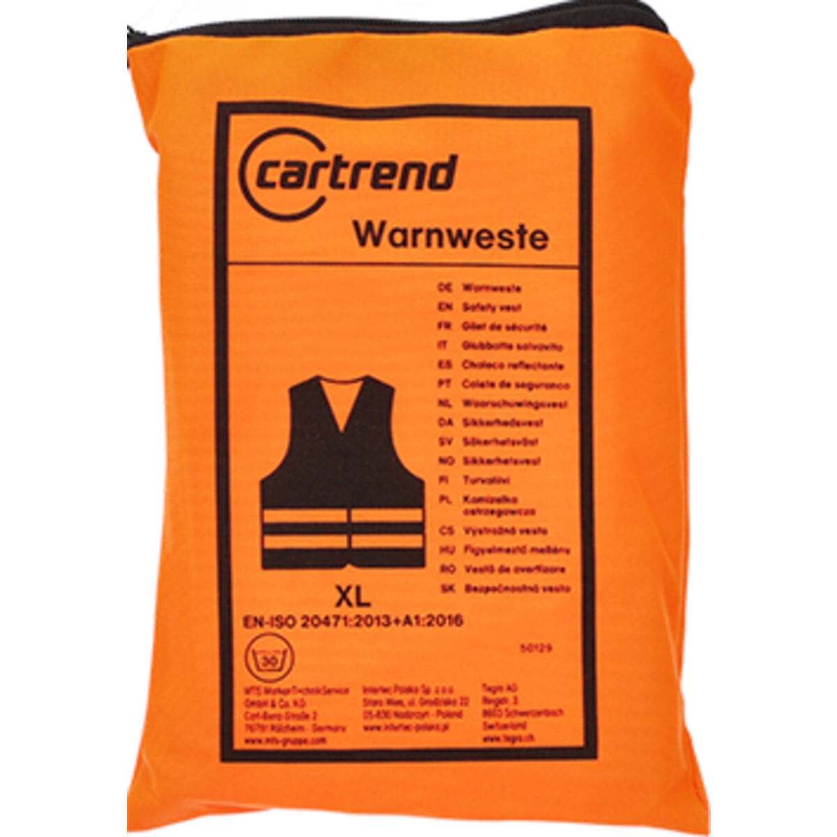 cartrend Warnweste orange in Zipptasche 3/7