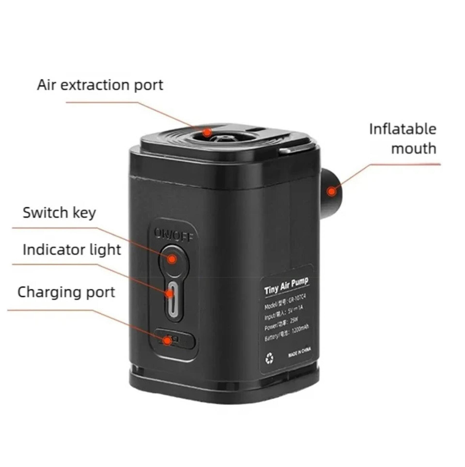 mini elektrische pomp 2 in 1 opblazen led 1200 mah 4/6