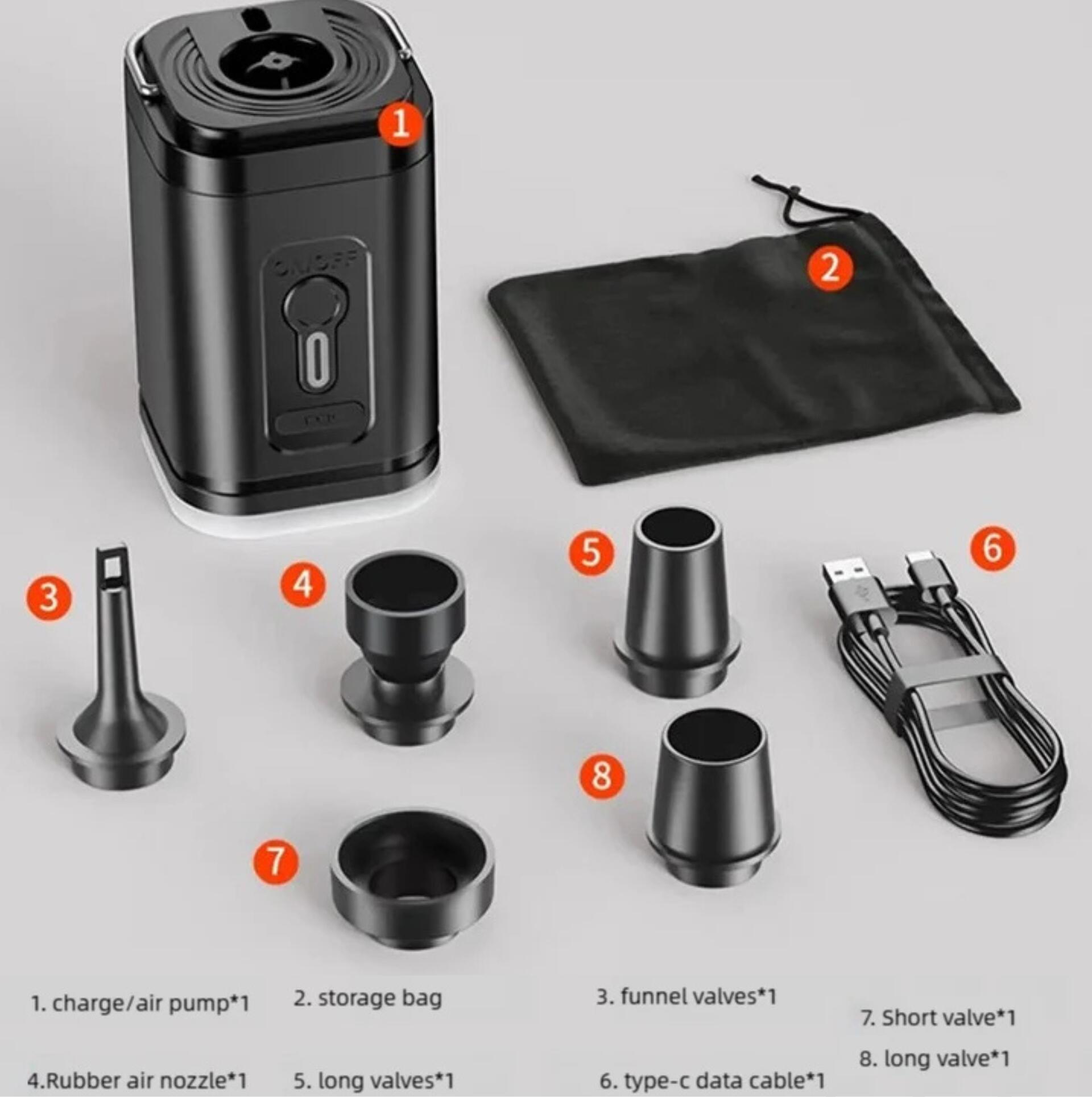 mini elektrische pomp 2 in 1 opblazen led 1200 mah 6/6