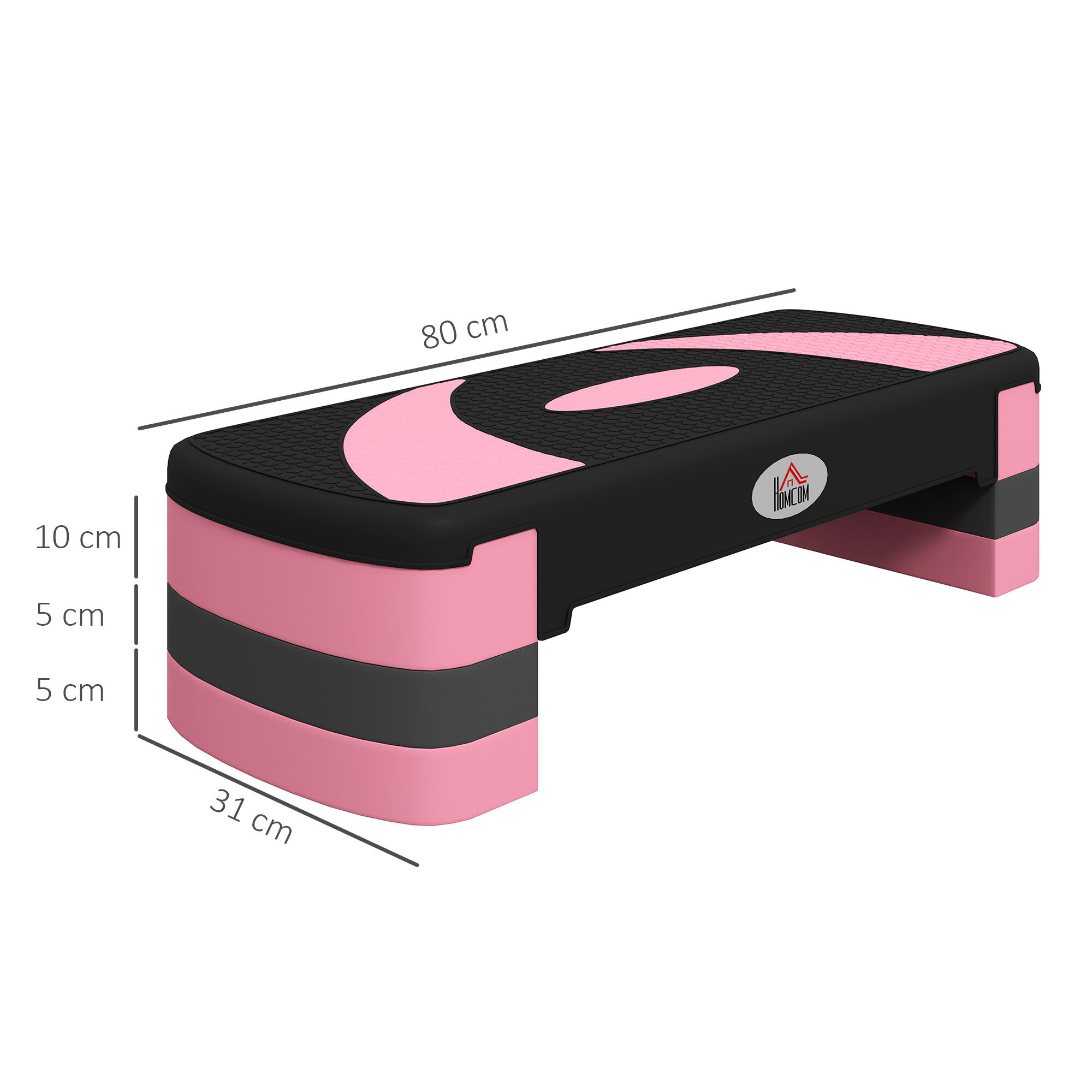 HOMCOM Stepper Fitness Regolabile su 3 Altezze da 10-15-20 cm Rosa e Nero 3/7