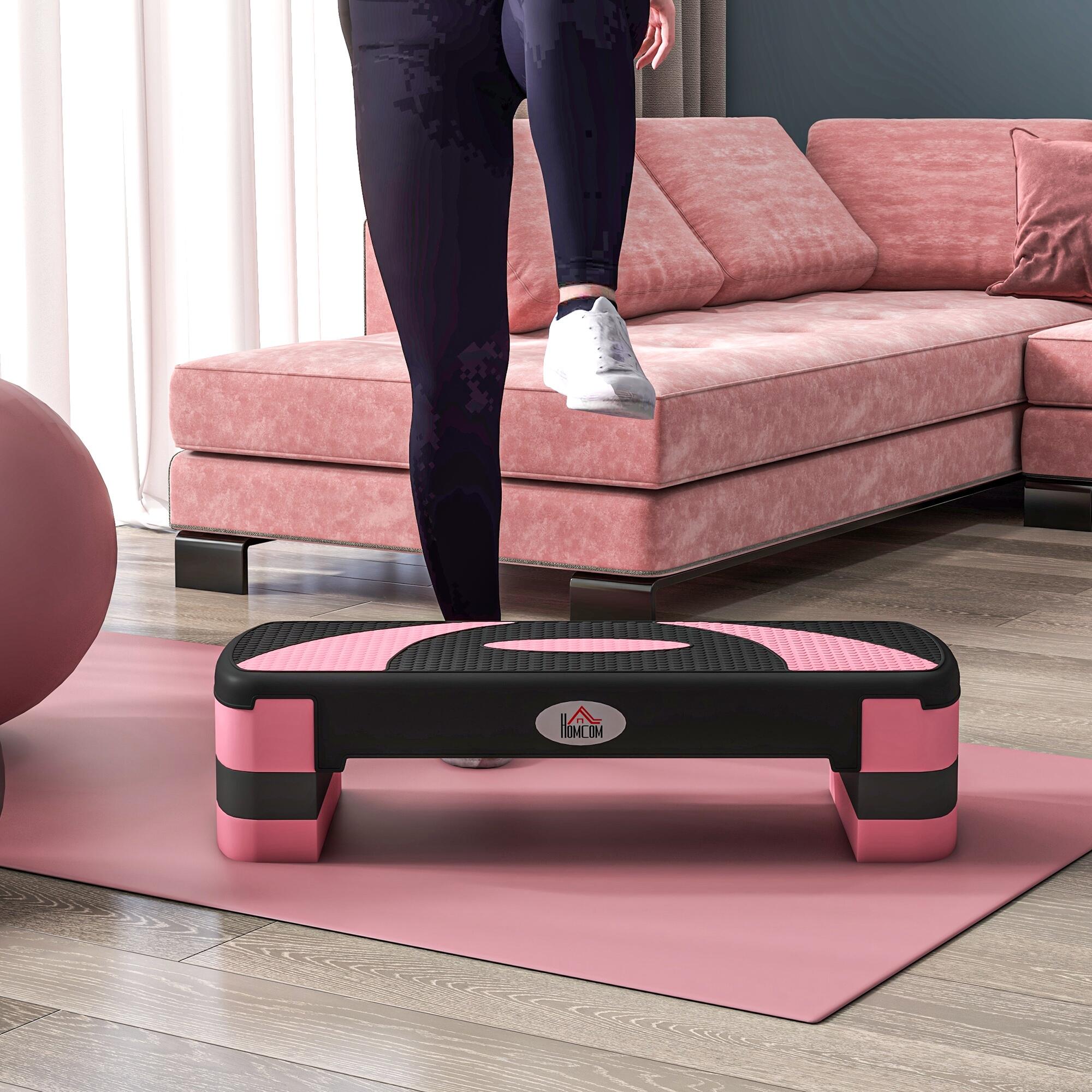 HOMCOM Stepper Fitness Regolabile su 3 Altezze da 10-15-20 cm Rosa e Nero 7/7
