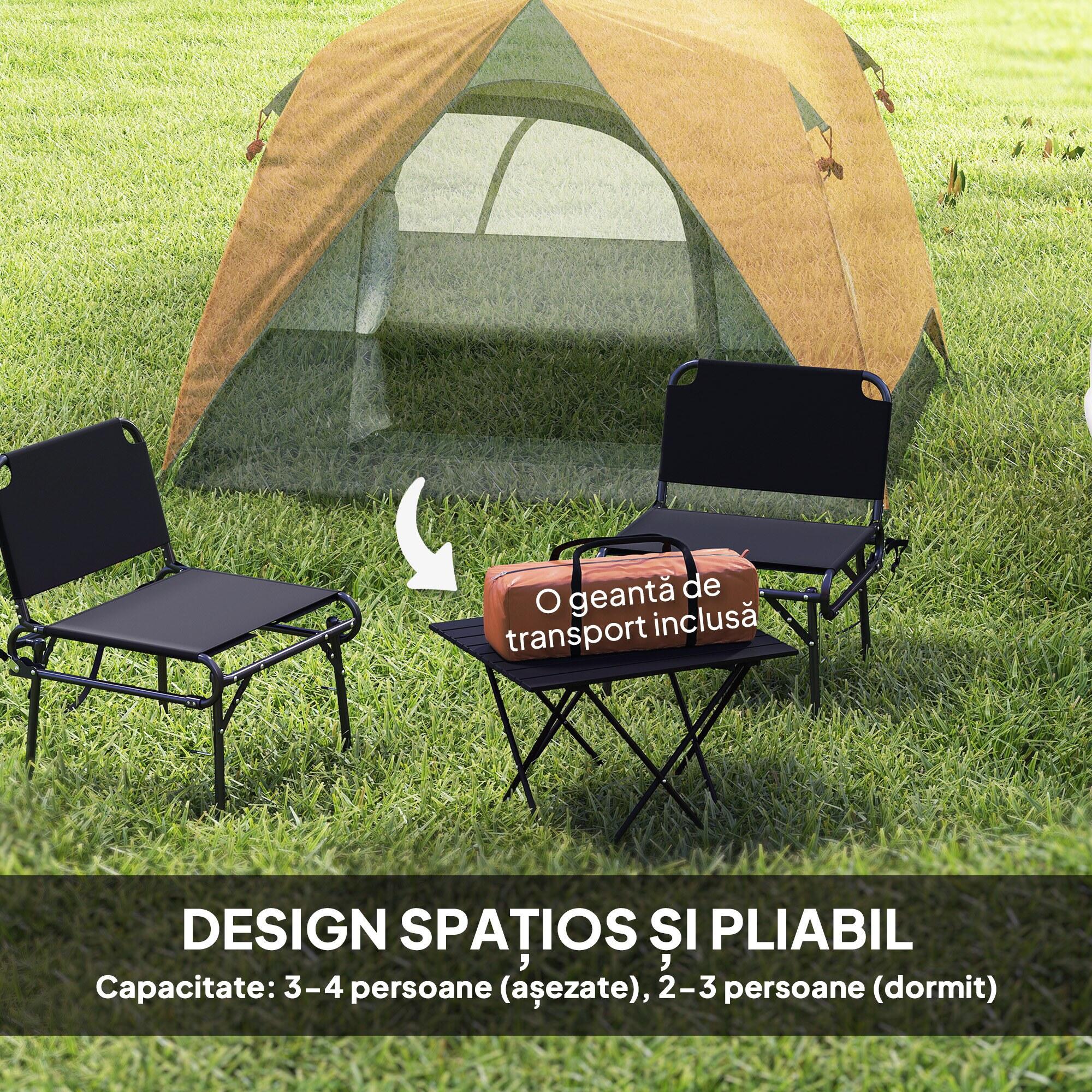 Outsunny Tenda da Campeggio per 3 Persone Impermeabile 2x2x1.35m Arancione 4/7