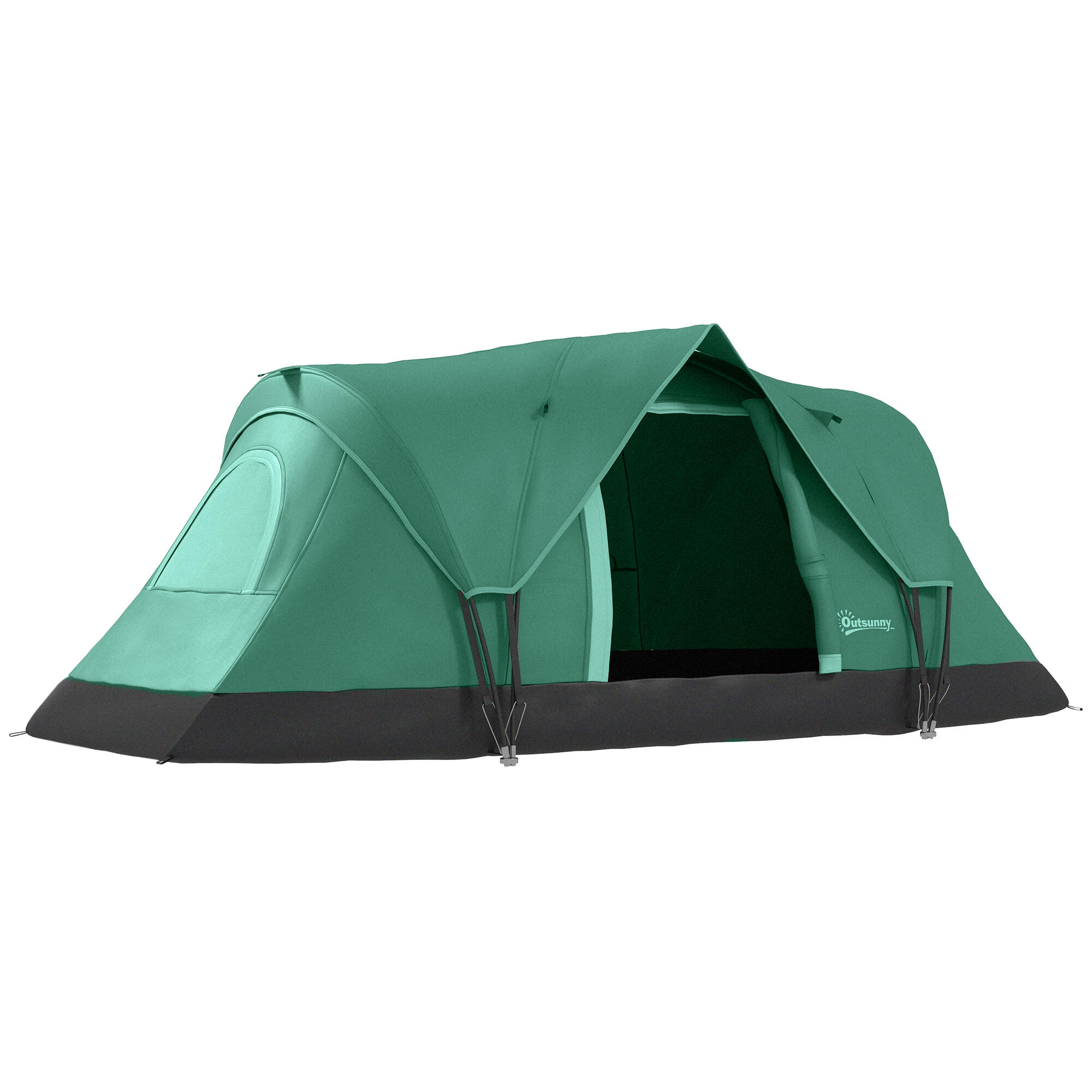 Outsunny Cort Camping 4 Persoane, Impermeabil PU3000mm, Fibră de Sticlă, Verde