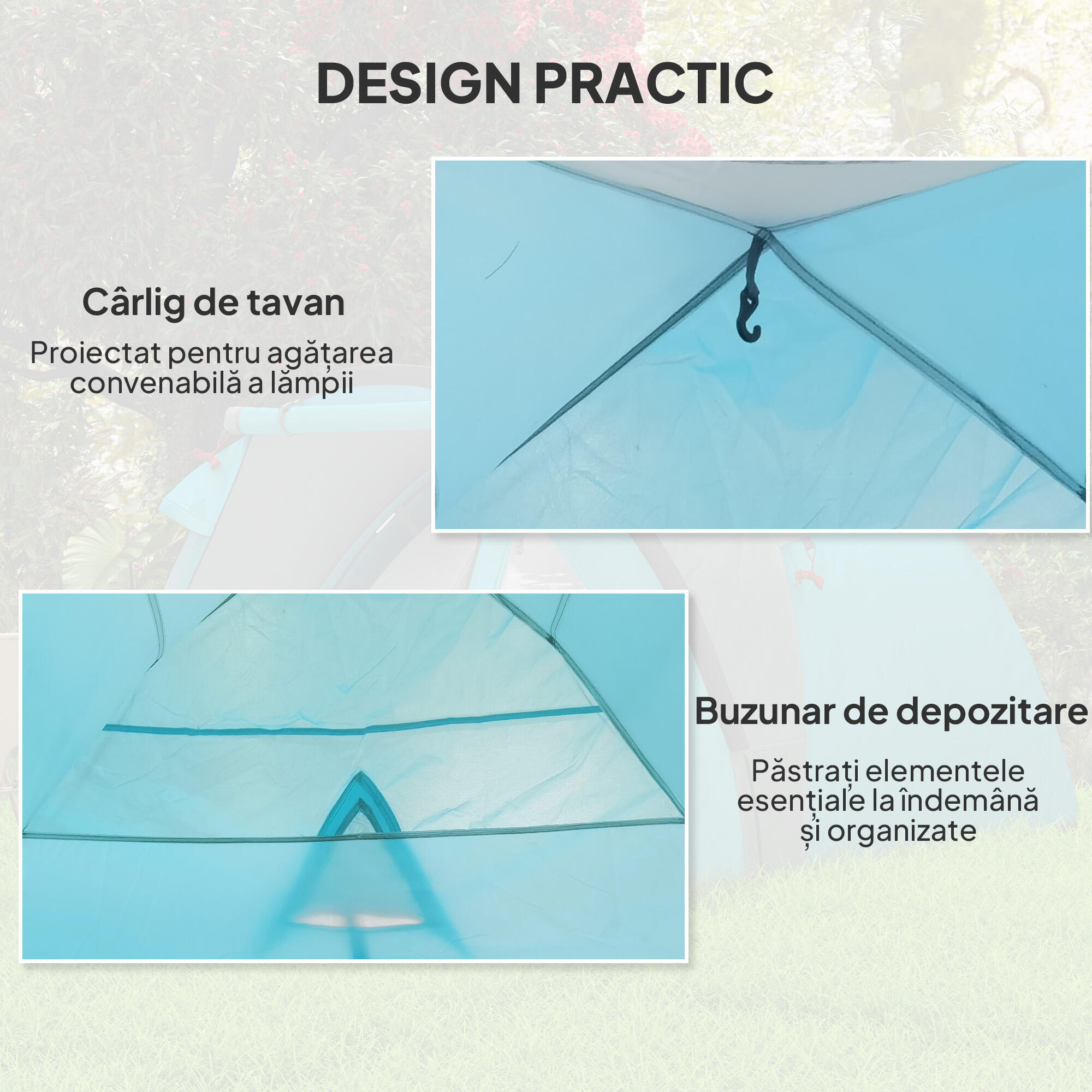 Outsunny Tenda da Campeggio 3 Persone con Camera e Veranda Impermeabile Azzurro 7/7