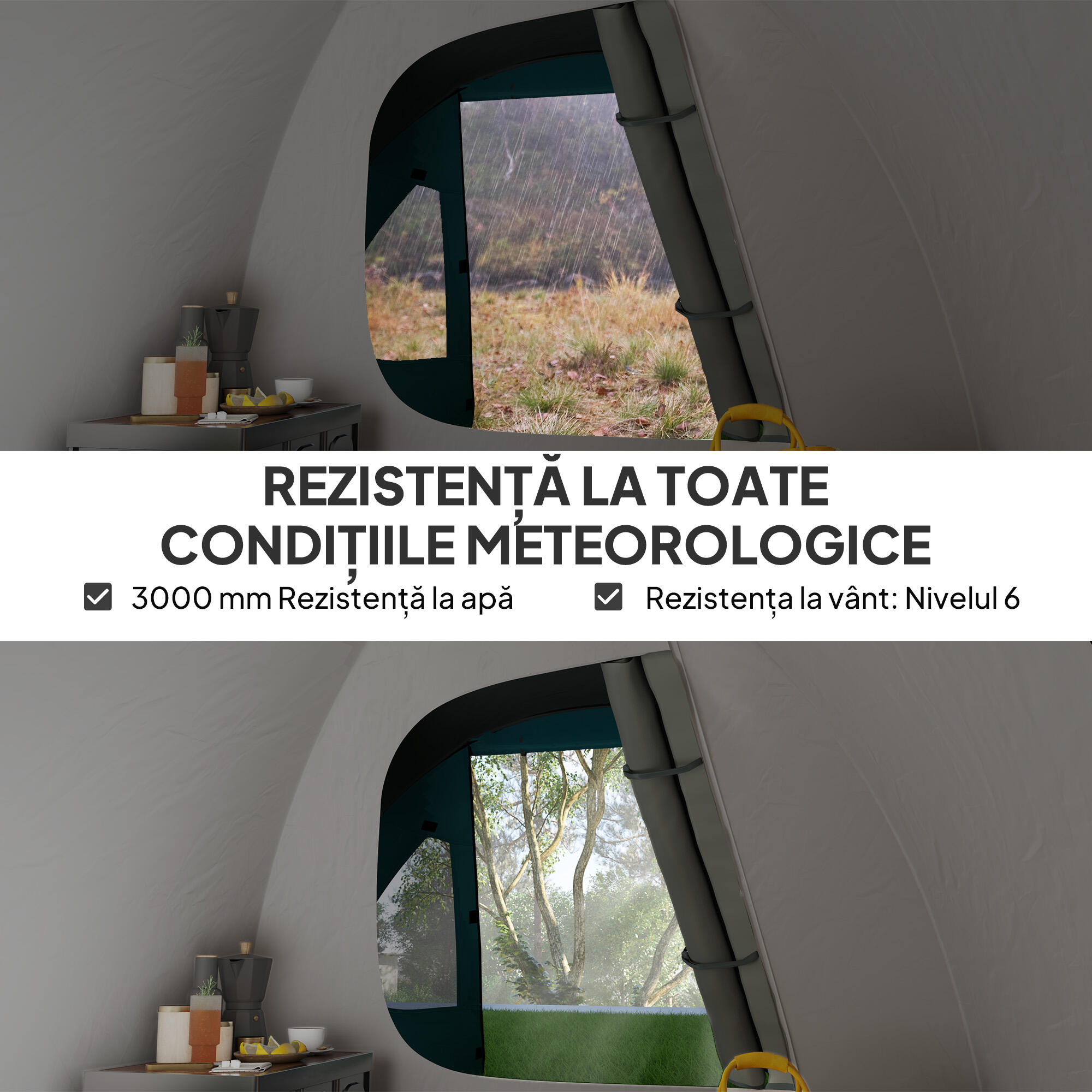 Outsunny Tenda da Campeggio 3 Persone con Camera e Veranda Impermeabile Azzurro 5/7