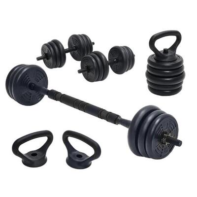 4-in-1 halterset 20 kg – dumbbell, halterstang & kettlebell verstelbaar
