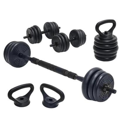4-in-1 Hantelset 20 kg – Kurzhantel, Langhantel & Kettlebell verstellbar