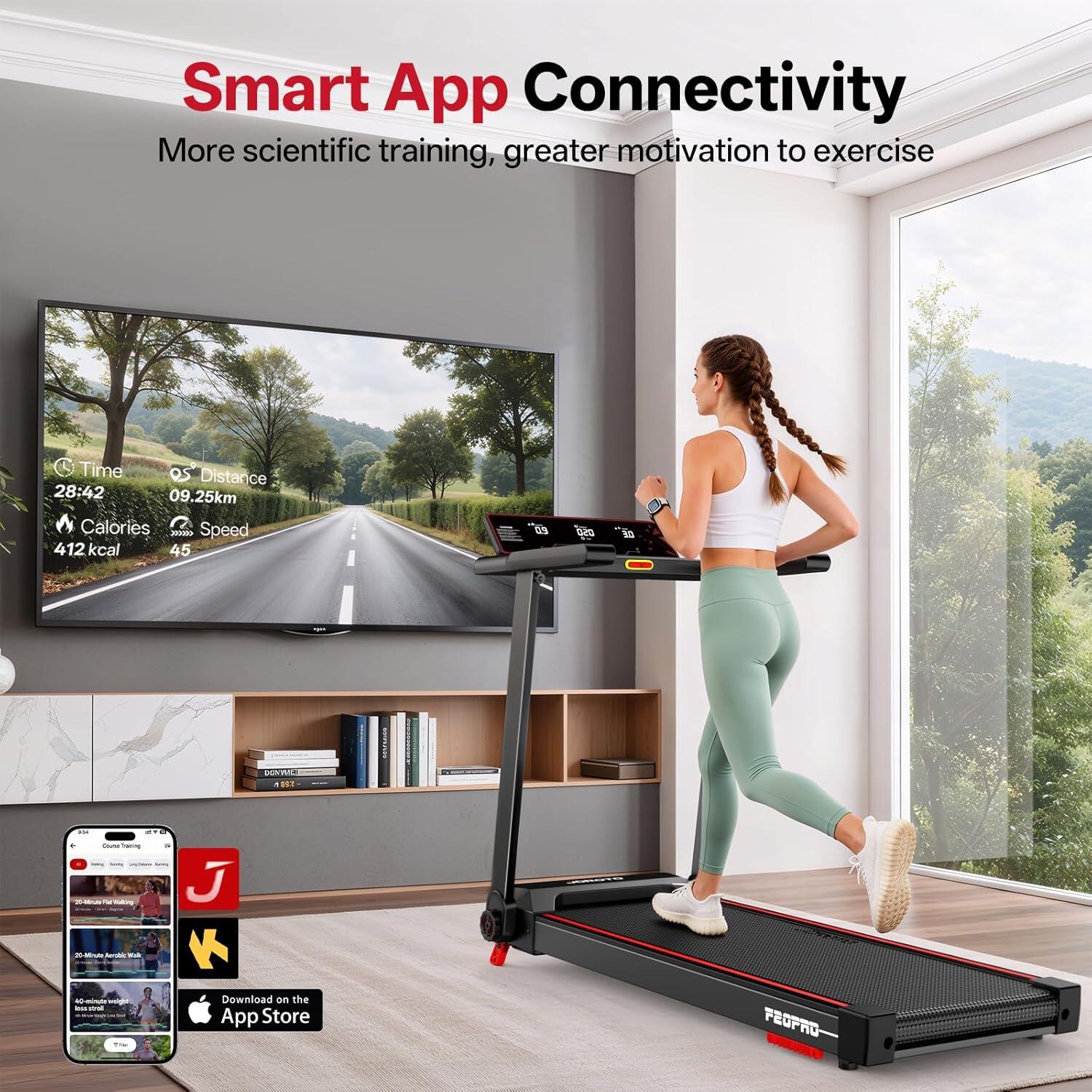 Opvouwbare loopband 2,5PK, hellingshoek 8°, 12 km/u, draagvermogen 130kg, + APP 4/7