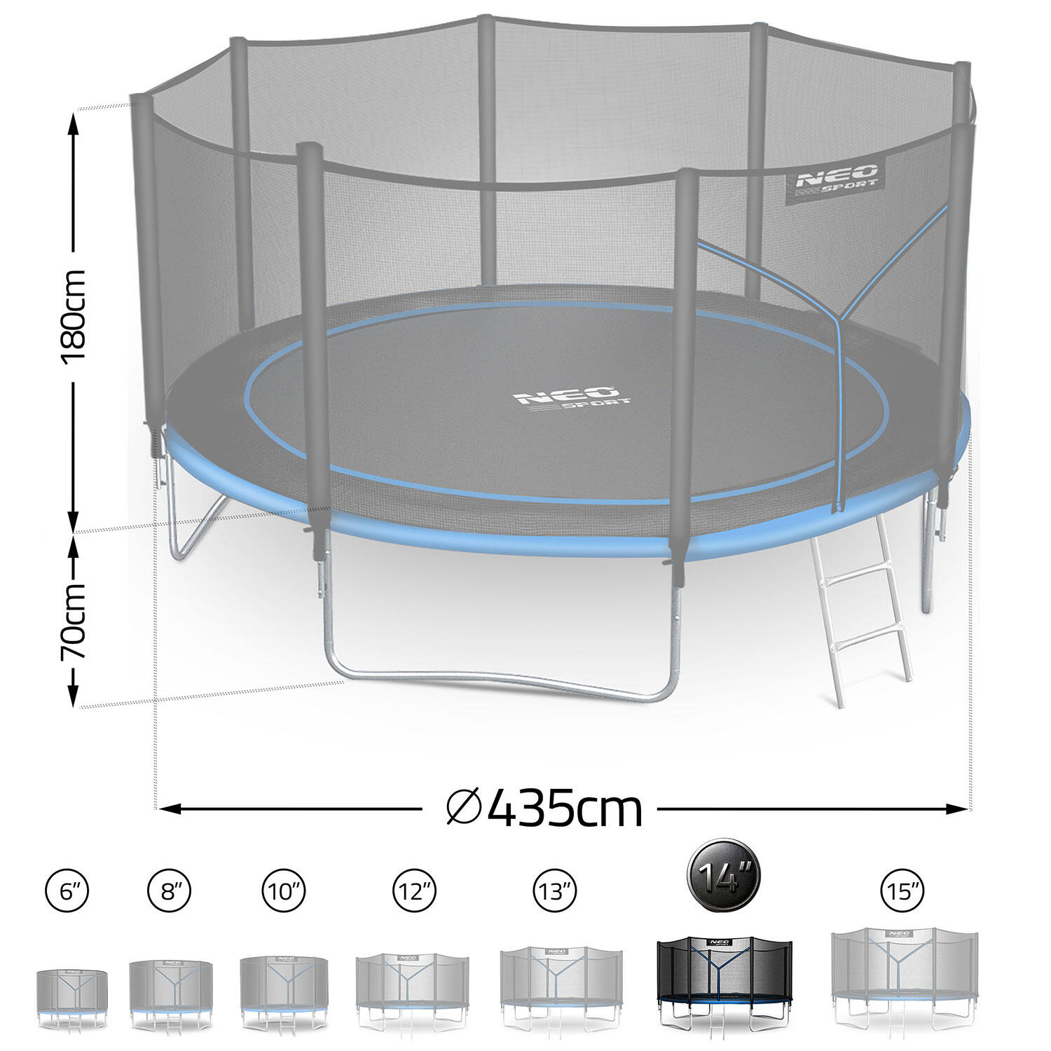 Trampolina ogrodowa z siatką zewnętrzną Neo-Sport 435cm 14ft 7/7
