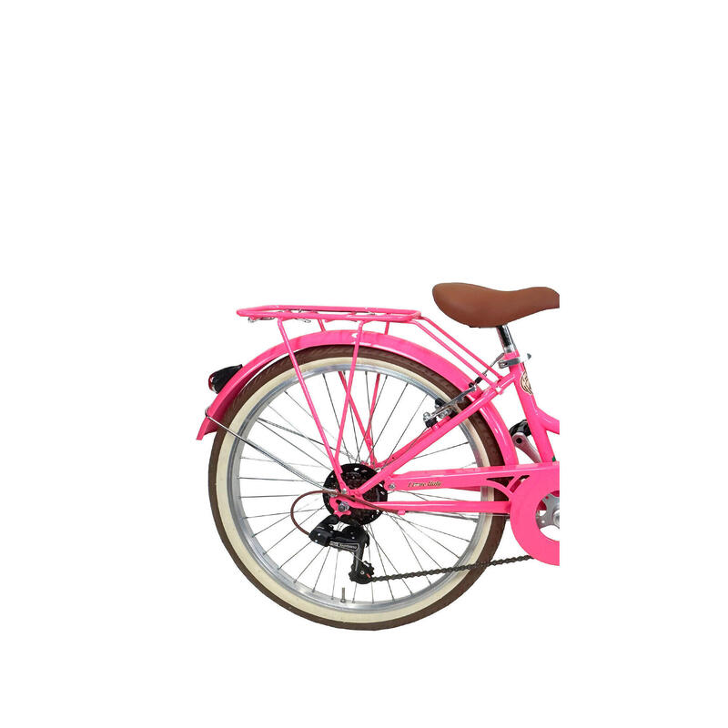 Bicicletă pentru fete Dolce Vita CAPPUCCINO 24" 6 viteze cu coș - Fucsia