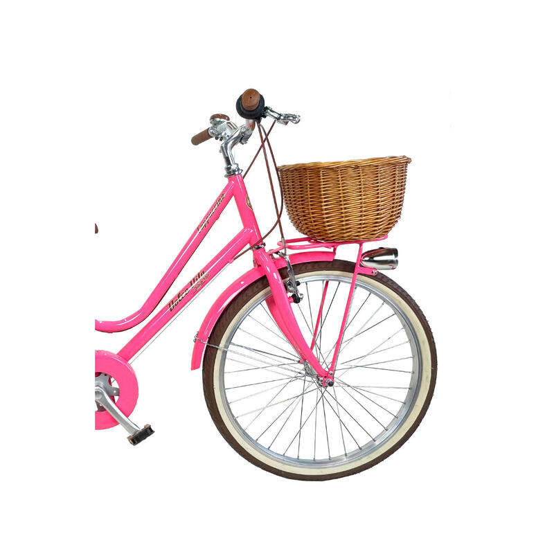 Bicicletă pentru fete Dolce Vita CAPPUCCINO 24" 6 viteze cu coș - Fucsia