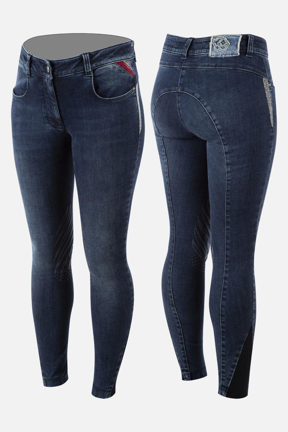 Animo Nelo Jeans Rijbroek Knie Grip Dames Blauw - 2/2