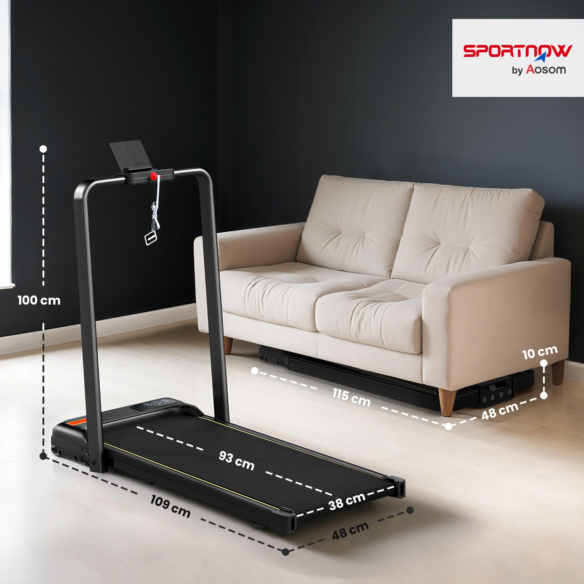 SPORTNOW Tapis Roulant Pieghevole con Inclinazione e Velocità 1-10 km/h Nero 3/7