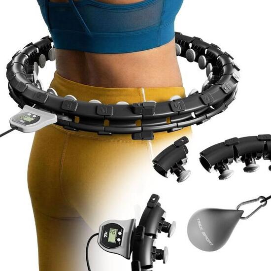 Hula hop z wypustkami Trex Sport obciążenie 400g licznik kalorii czarne