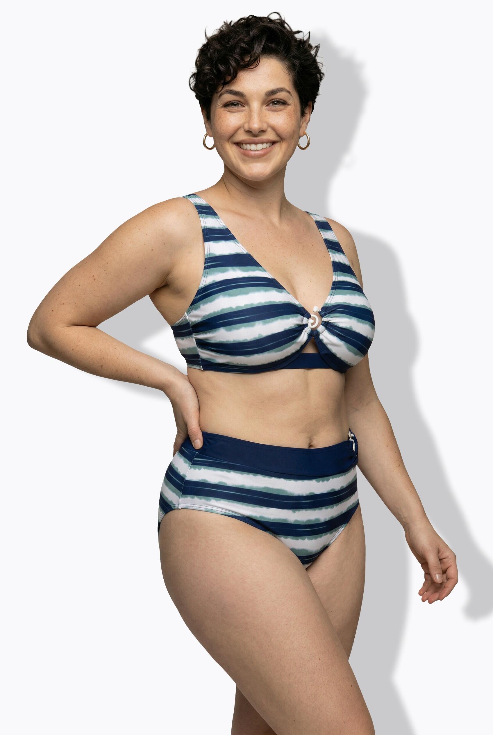 Femme Bikini avec bonnets souples motif rayé 5/7