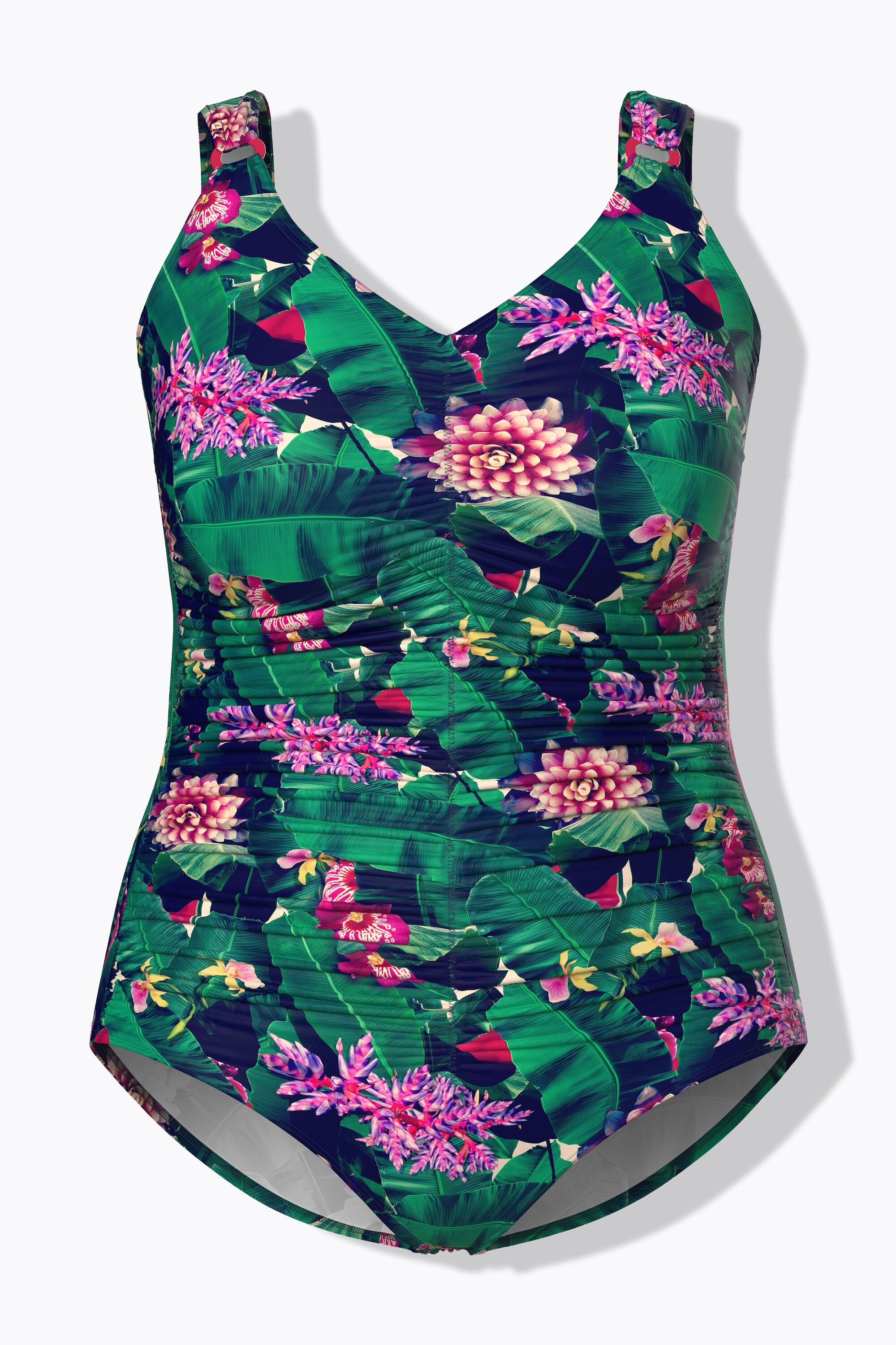 Damen Badeanzug Blüten Softcups Raffung recycelt 6/7