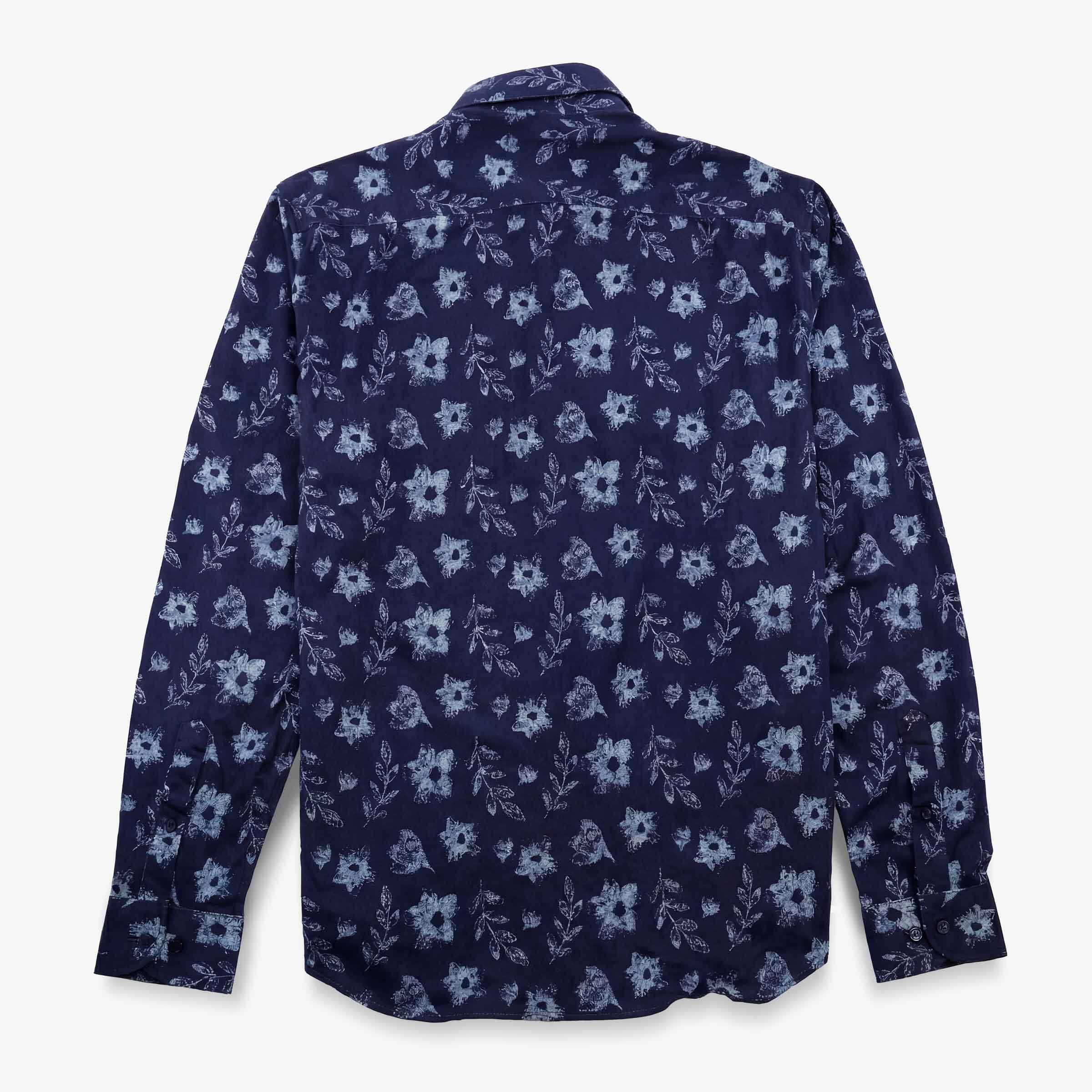 Camicie Charles a maniche lunghe in cotone blu scuro 2/4