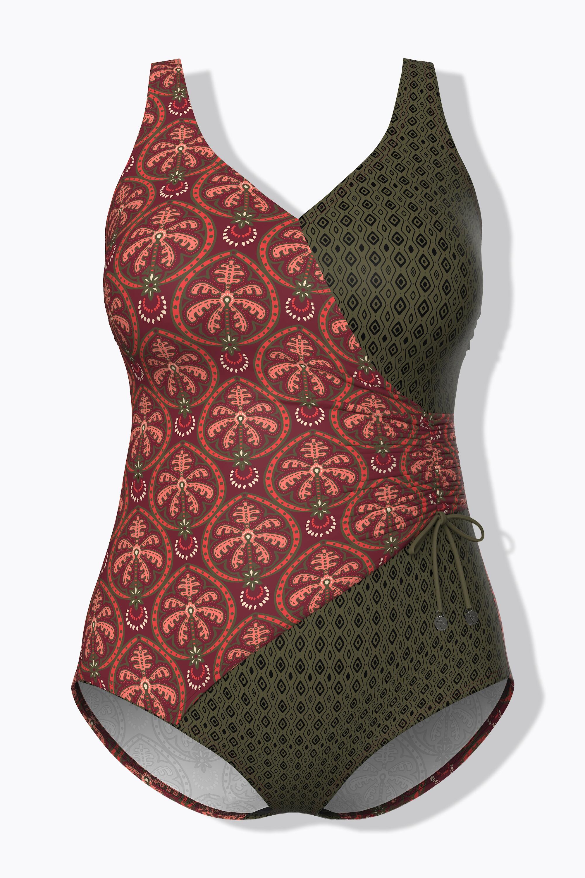 Femme Maillot de bain à bonnets souples motifs palmiers / losanges 6/7