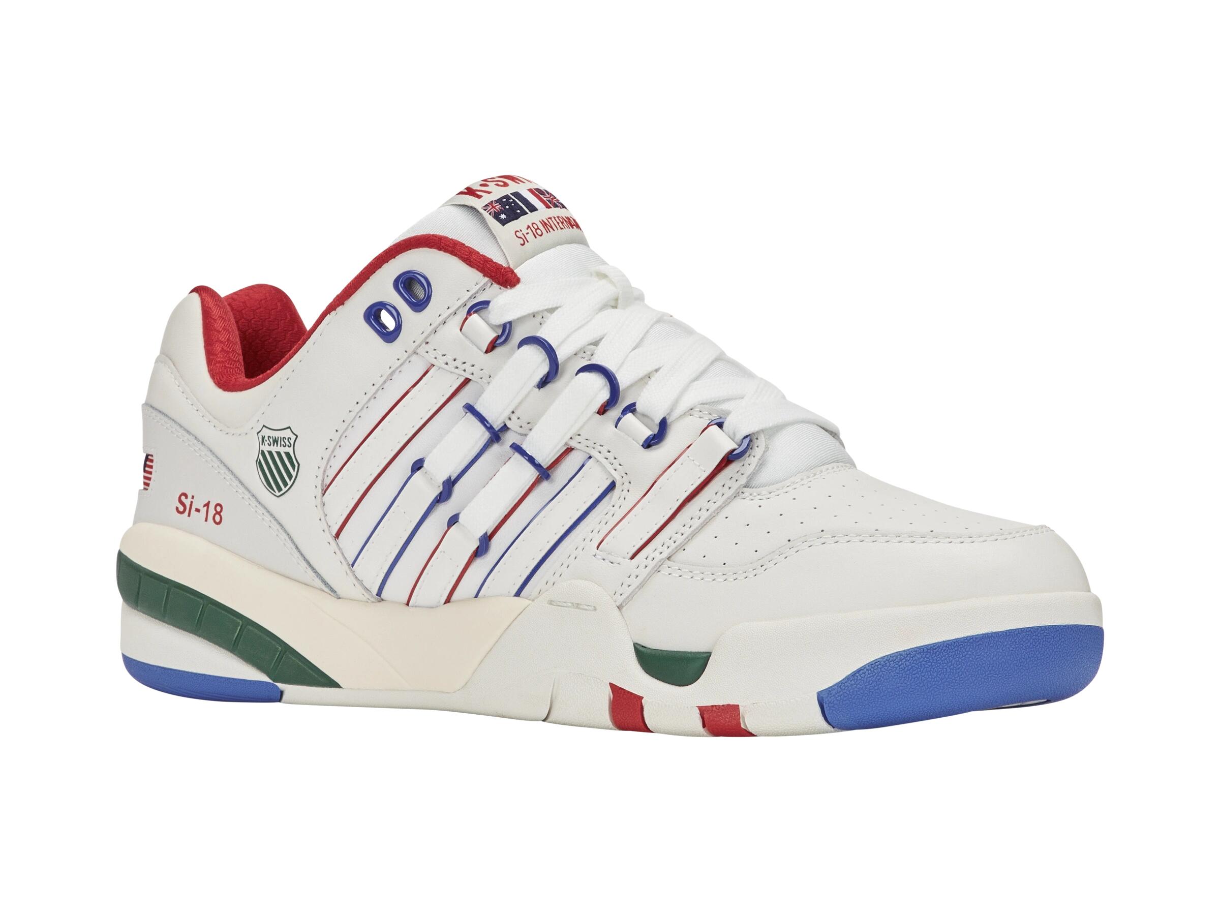Zapatillas K-SWISS SI-18 INTERNATIONALC hombre, blancas con rojo y azul 2/5