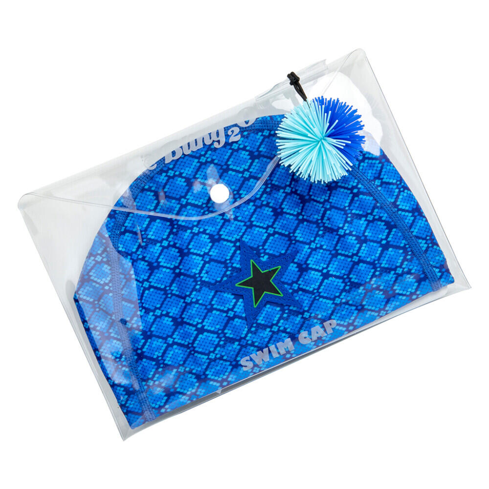 BONNET DE BAIN SERPENT 3+ Bleu Protection UV à 100 % dans un étui translucide 3/4