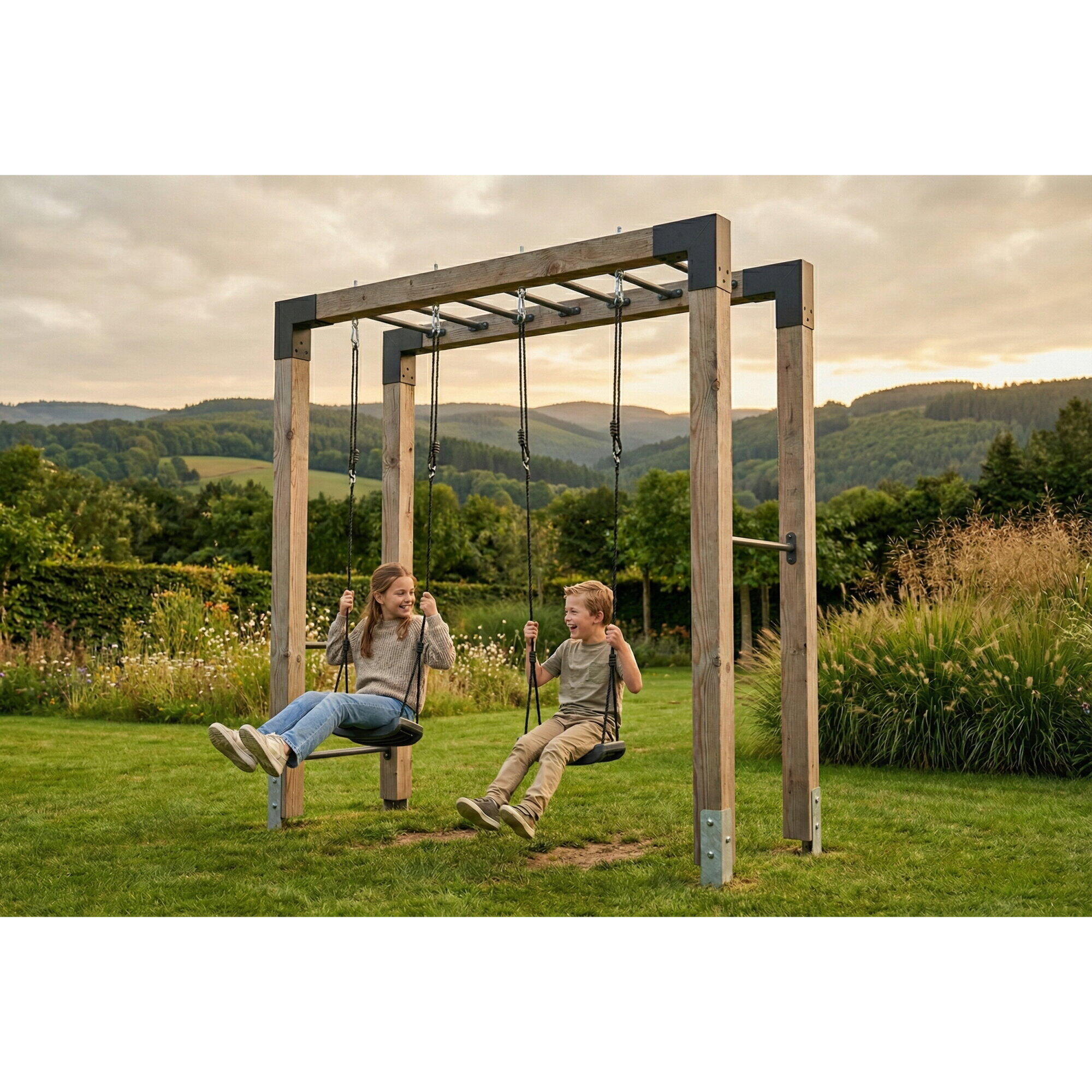 Linea Robust 110 barre de singe en bois avec balançoire double 3/7