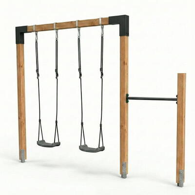 Linea 85 dubbele houten schommel met duikelrek