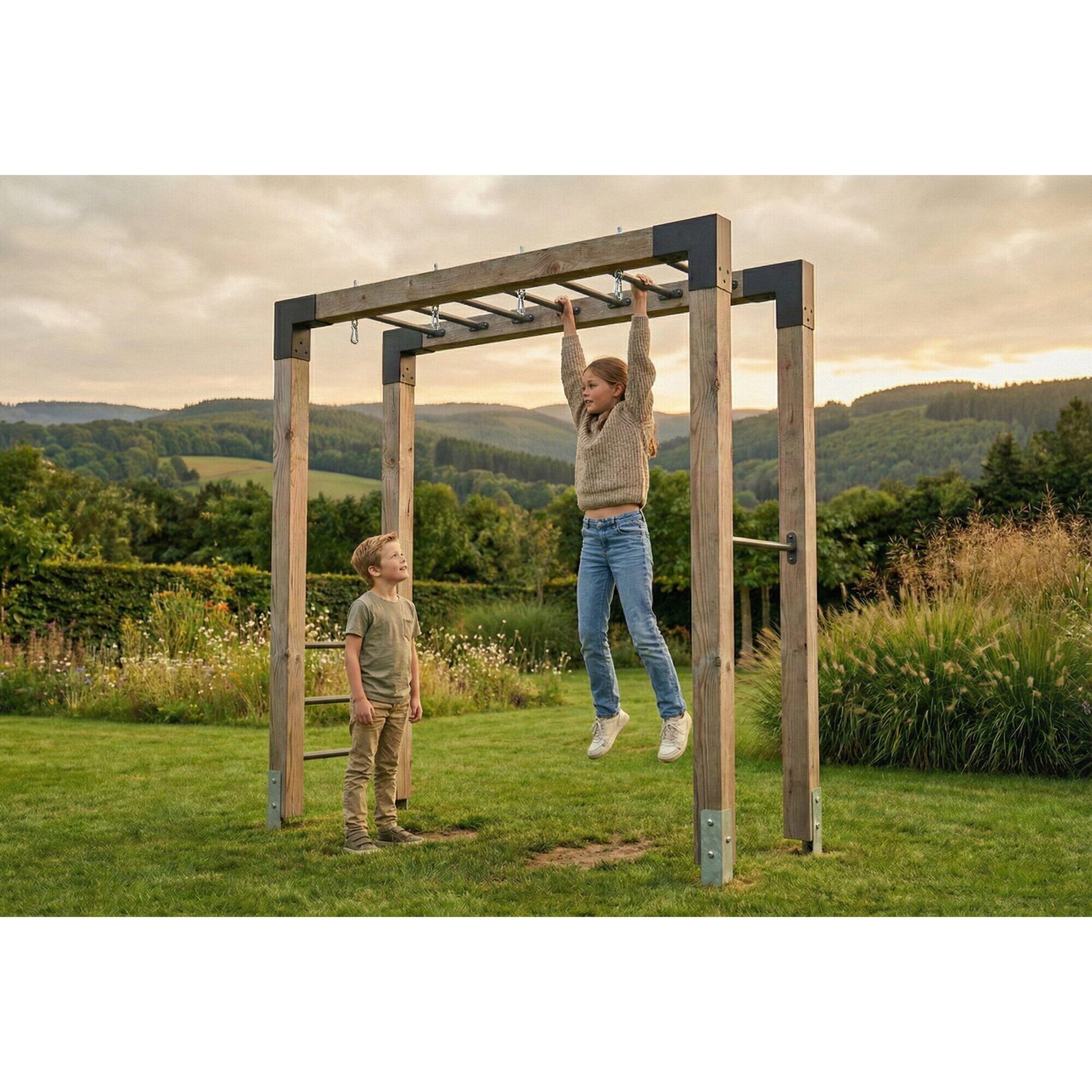 Linea Robust 110 barre de singe en bois avec balançoire double 4/7