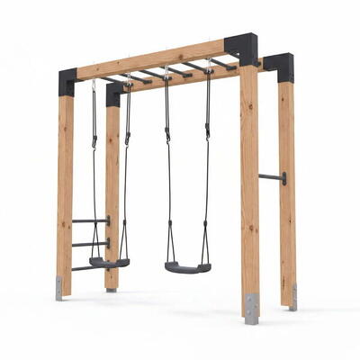 Linea robust 110 houten monkeybar met dubbele schommel