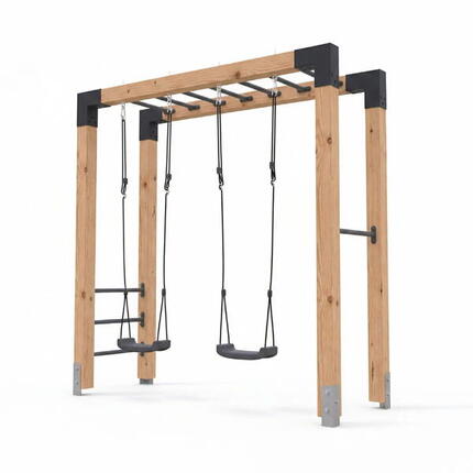 Linea Robust 110 houten monkeybar met dubbele schommel