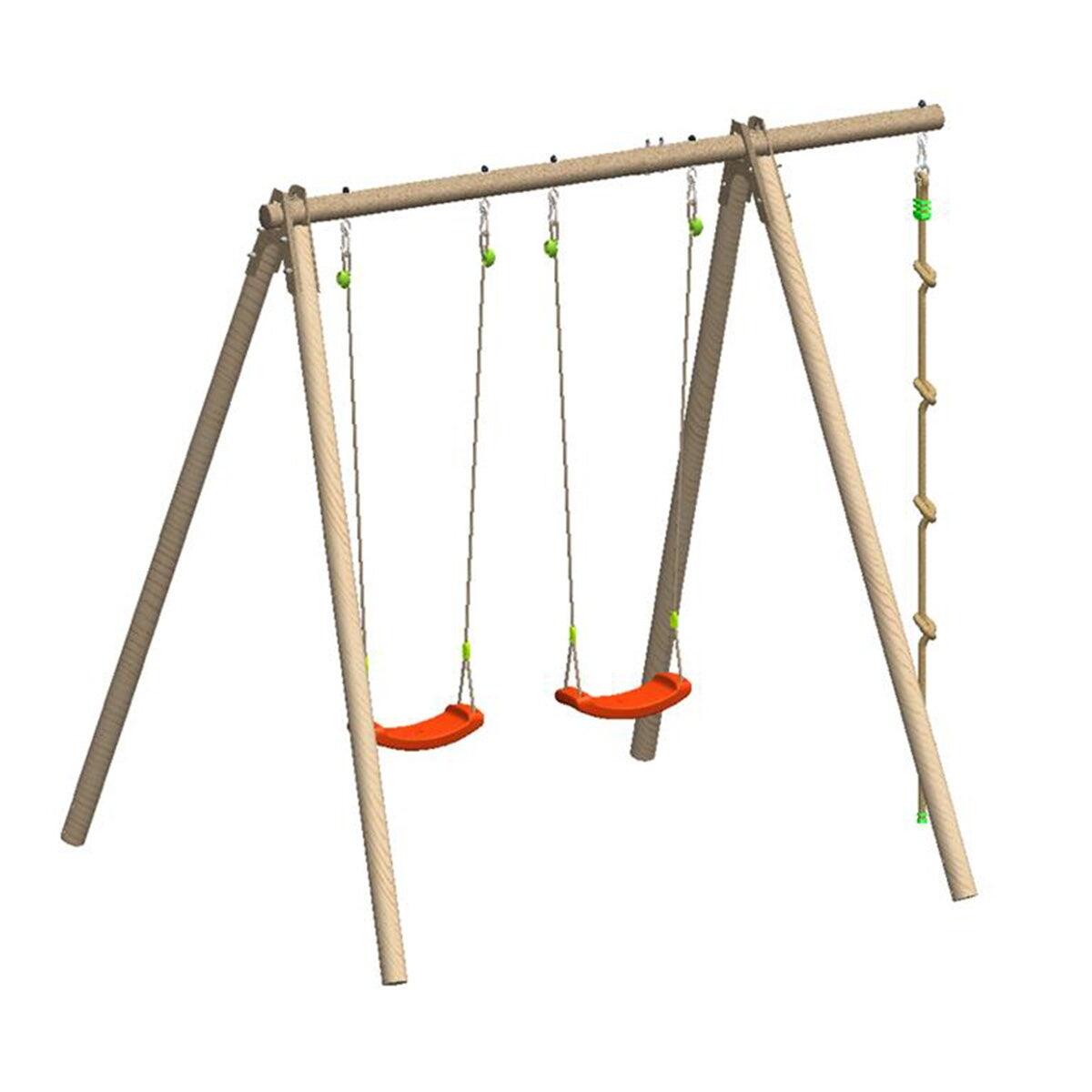 Columpio de madera y metal Piko 2,30 m para 3 niños 3/7