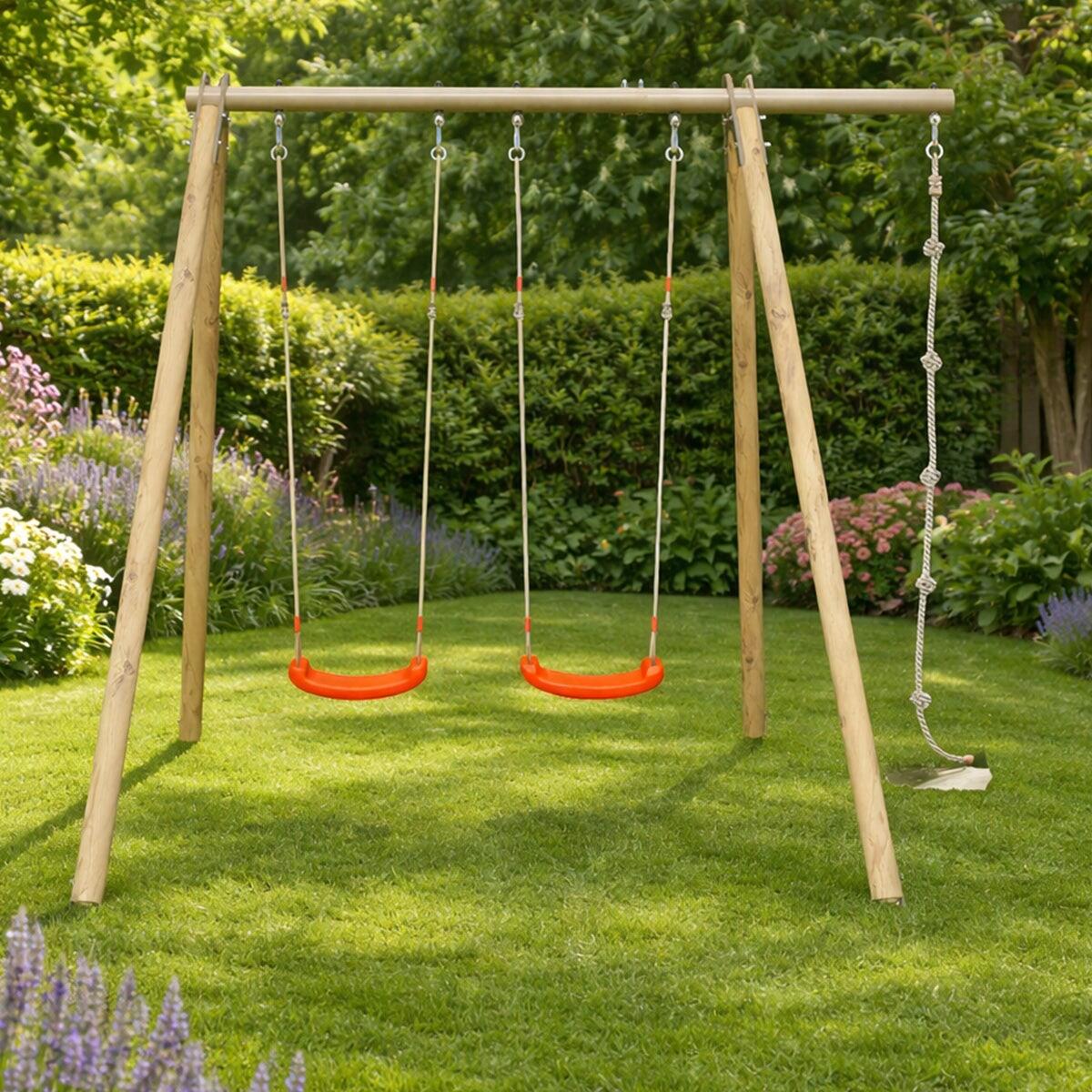 Columpio de madera y metal Piko 2,30 m para 3 niños 7/7
