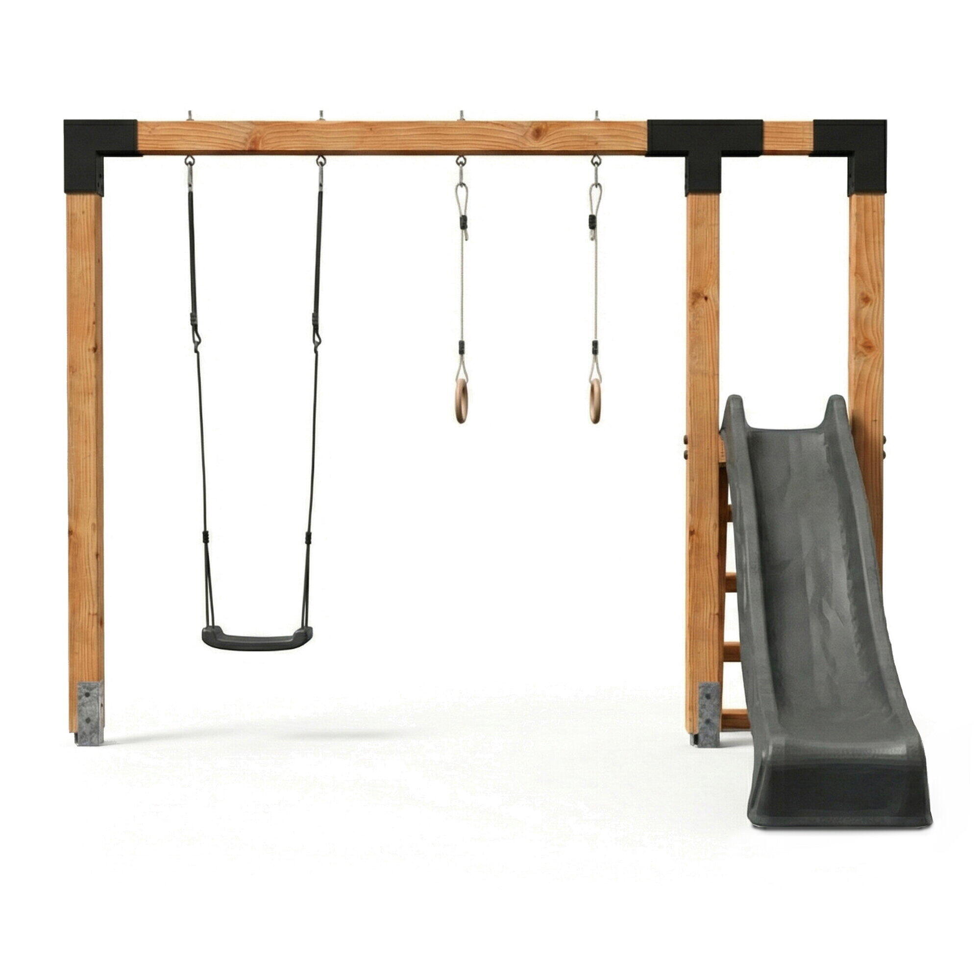 EXIT Linea Robust 110 Holzschaukel mit Rutsche und Turnringen 2/6