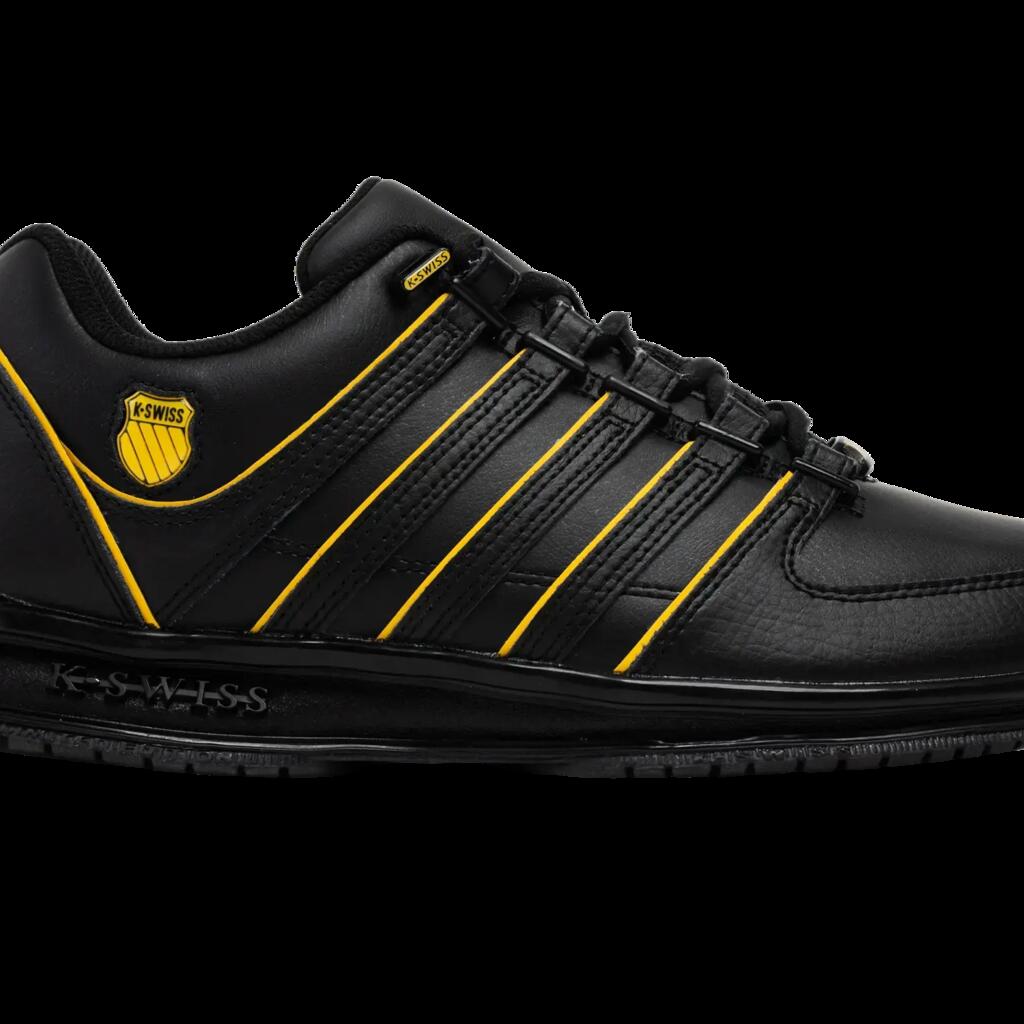 K-SWISS men’s low sneakers, black-yellow, versatile for casual and travel