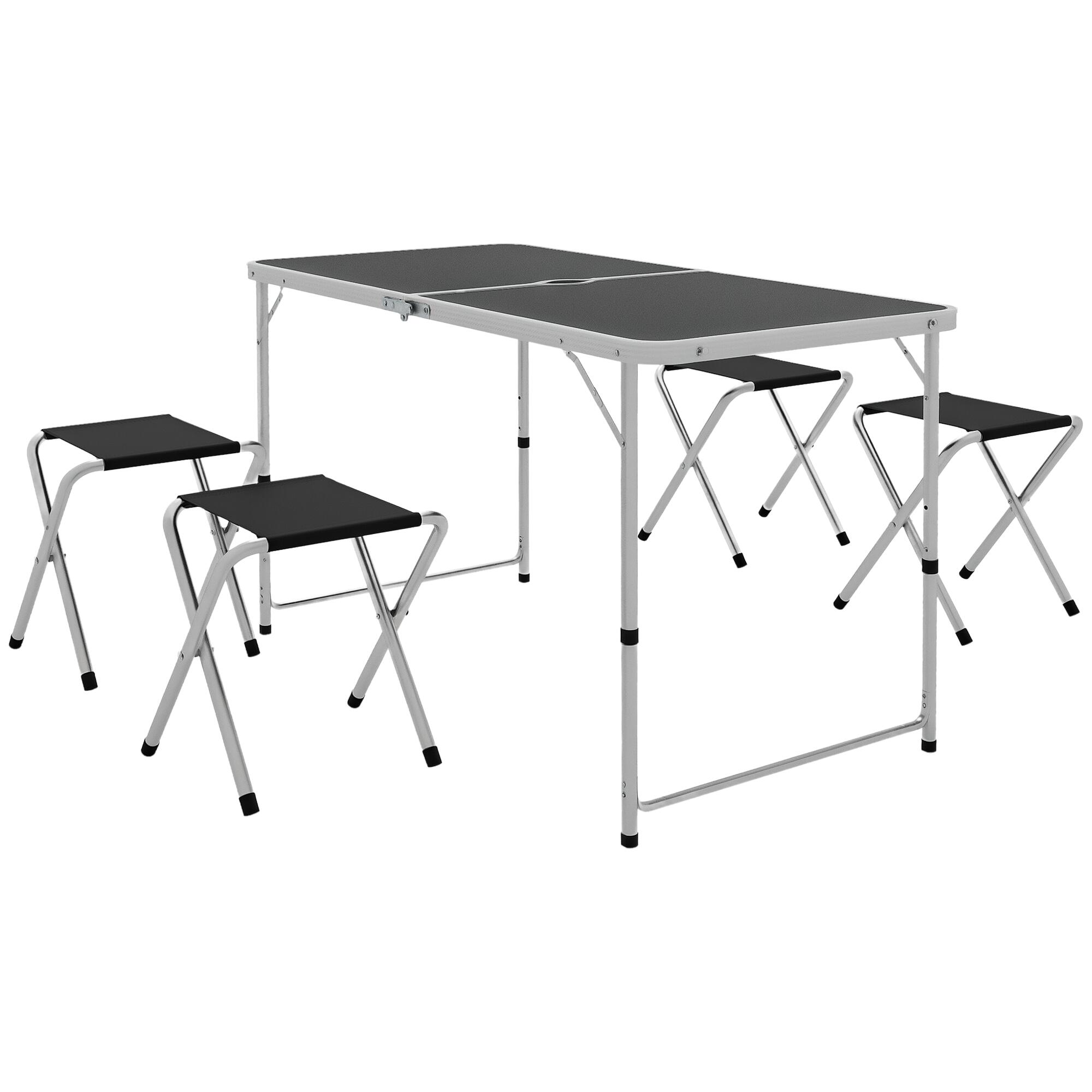 Table pliante de camping - Camping - Plateau MDF, réglable 55-70 cm - Noir 1/6