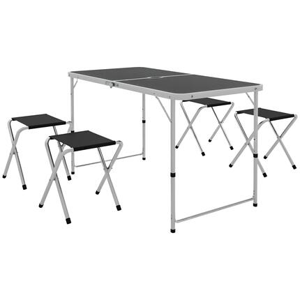 Table pliante de camping - Camping - Plateau MDF, réglable 55-70 cm - Noir