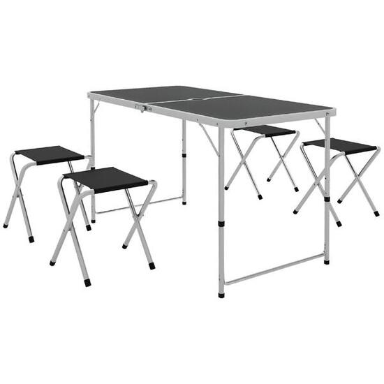 Table pliante de camping - Camping - Plateau MDF, réglable 55-70 cm - Noir