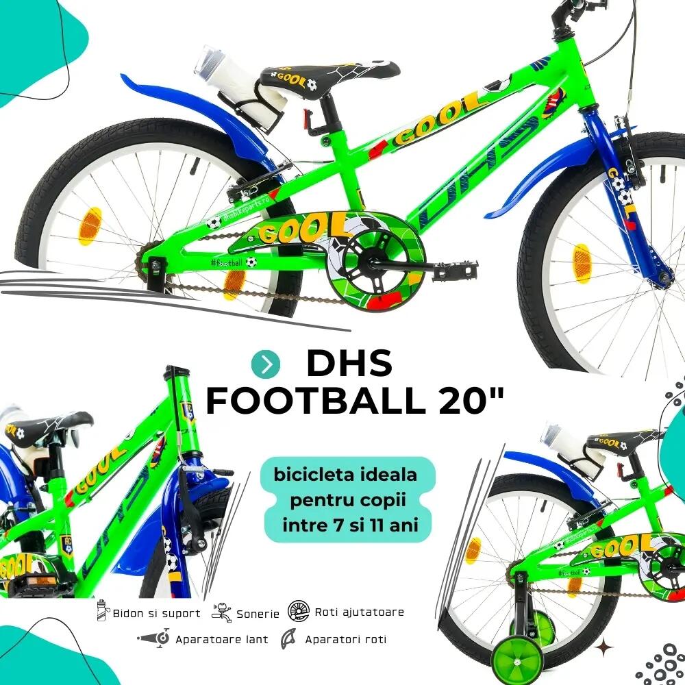 Bicicleta Copii DHS Football - 20 Inch, Verde 4/7