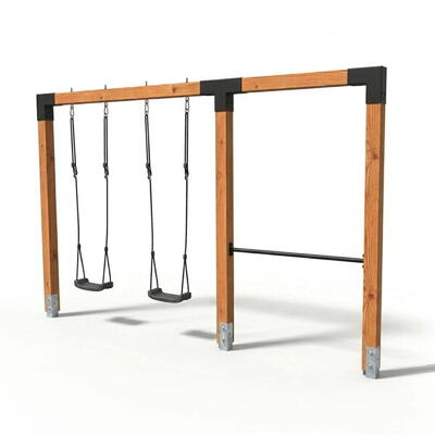 Linea robust 110 dubbele houten schommel met duikelrek