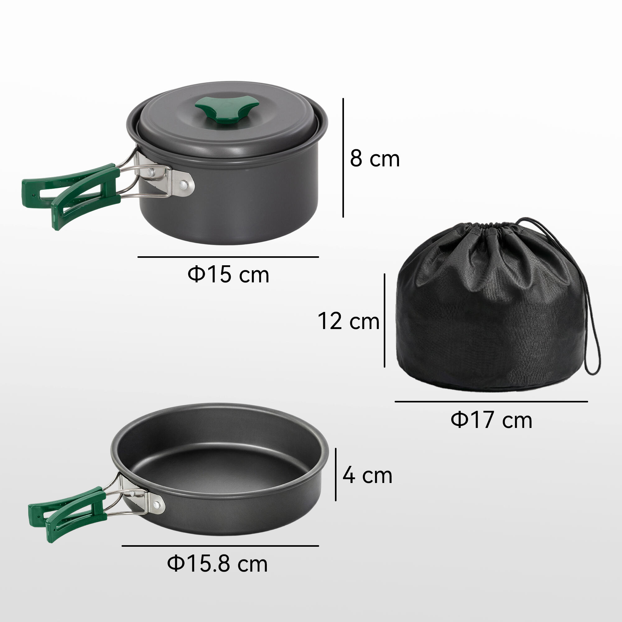 Outsunny Set Pentole Campeggio Ultraleggero, 8 Pezzi per 2 Persone, Grigio 3/7
