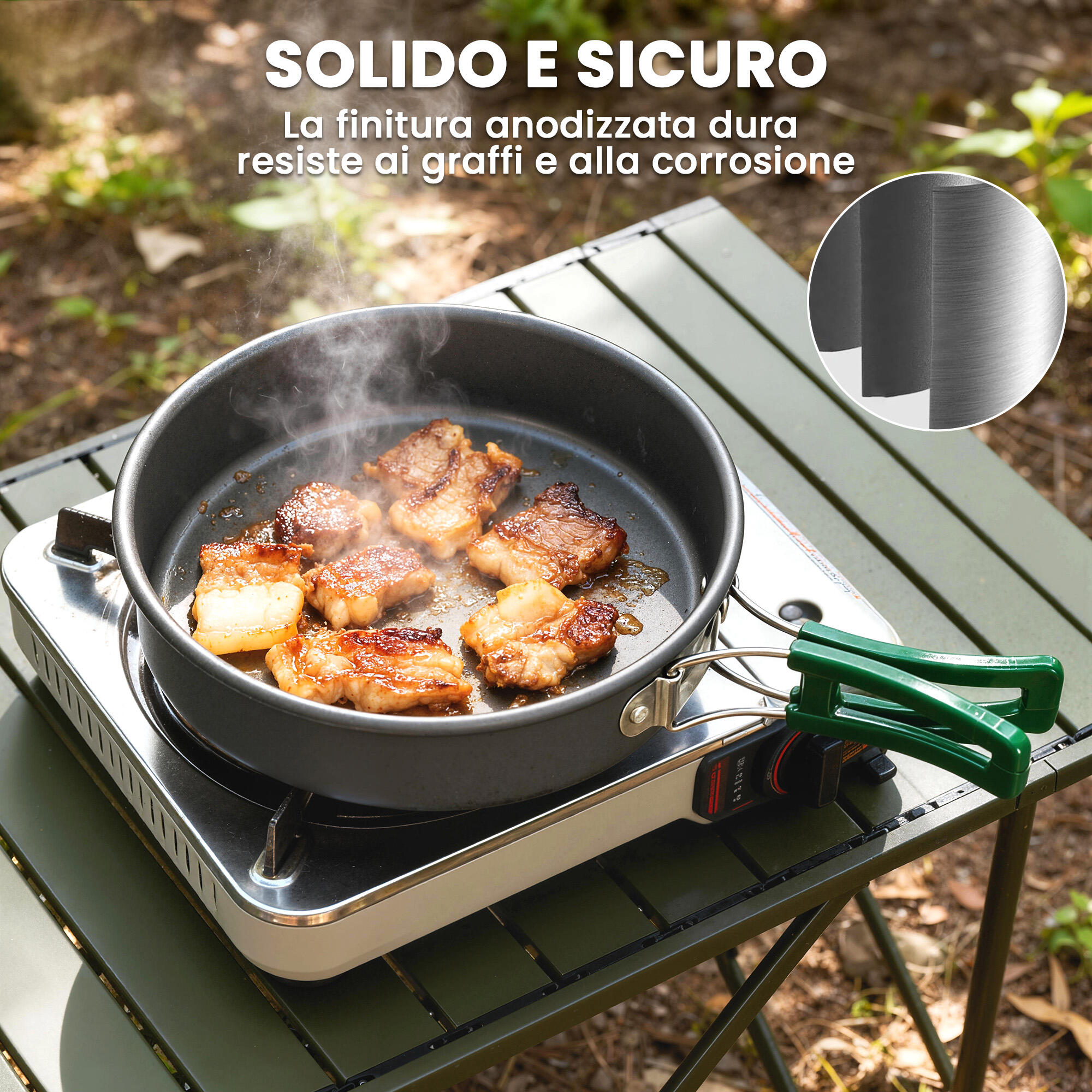 Set Pentole Da Campeggio Outsunny Ultraleggero – 8 Pezzi Per 2 Persone, Impilabile, Alluminio Anodizzato, Manici Antiscottatura